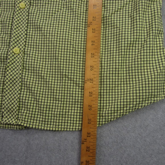 GUESS Shirt Mens XL Yellow Green Plaid Slim Fit Button Up Long Sleeve Casual UAE - Picture 10 of 16